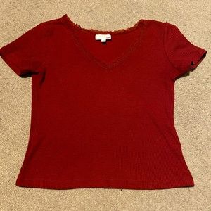 Red Laced Neckline shirt